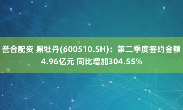 誉合配资 黑牡丹(600510.SH)：第二季度签约金额4.96亿元 同比增加304.55%