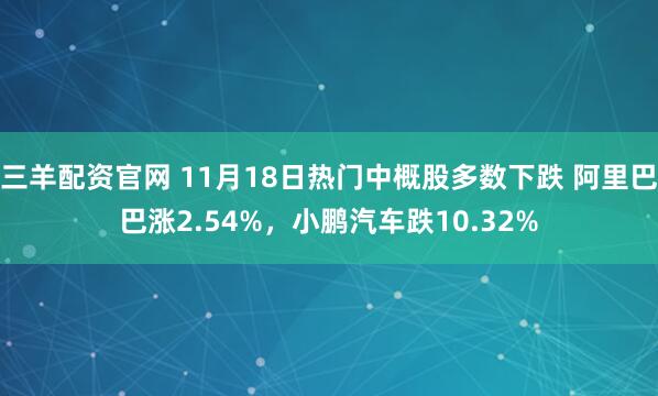 三羊配资官网 11月18日热门中概股多数下跌 阿里巴巴涨2.54%，小鹏汽车跌10.32%