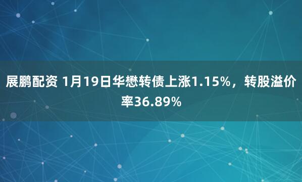 展鹏配资 1月19日华懋转债上涨1.15%,转股溢价率36.89%